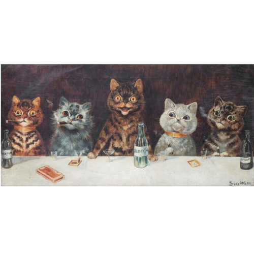 Cats painting : The Bachelor Party, Louis Wain